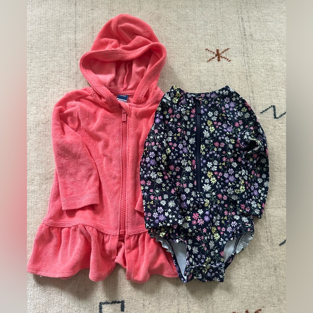 Old Navy baby swimsuit and coverup size 6-12